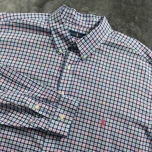 Polo Ralph Lauren Mens 3XLT Plaid Button Down Shirt Easter Patchwork Long Sleeve